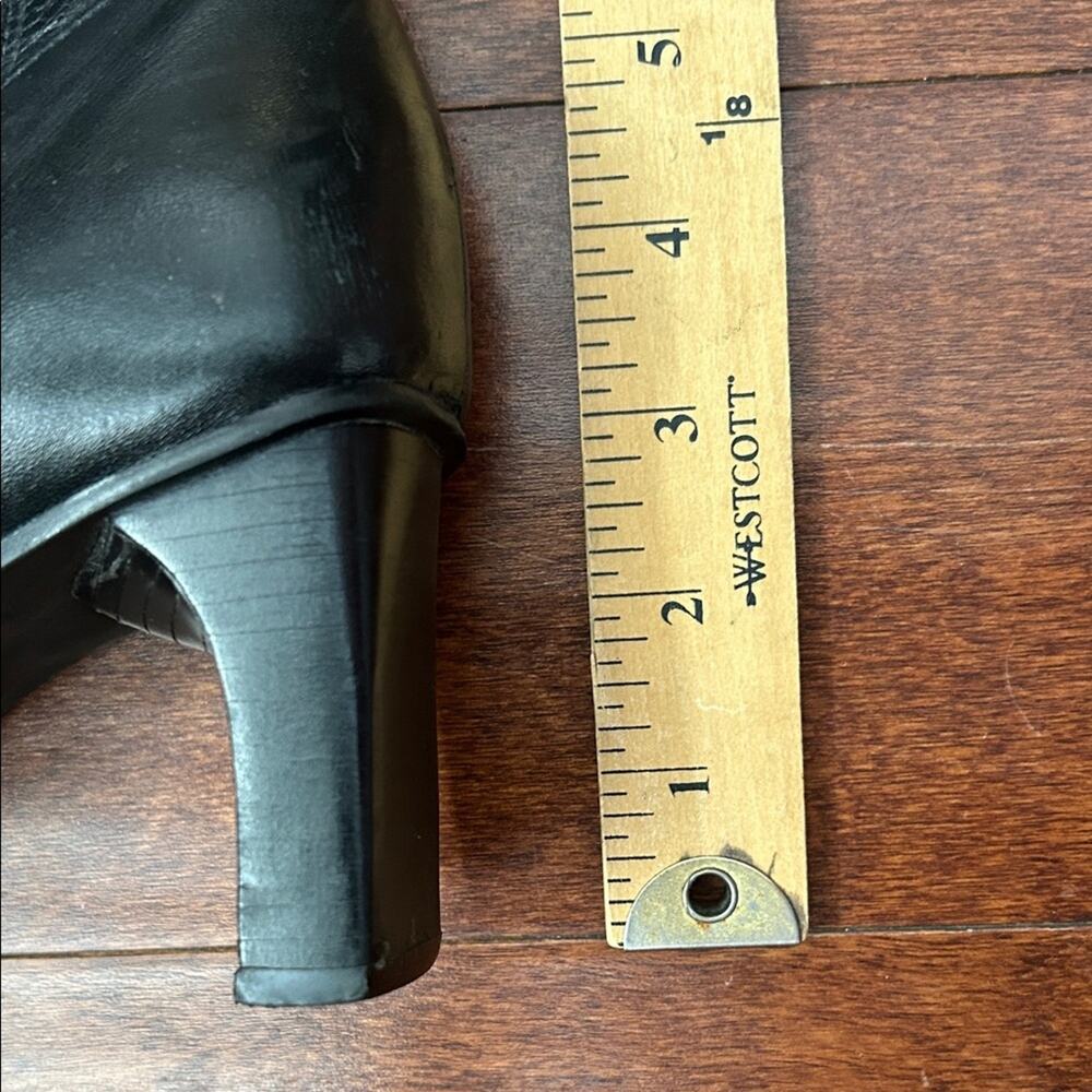 Caressa Sleek Retro 90s Black Leather Heeled Boots with Square Toes, Size 6 - Picture 13 of 16